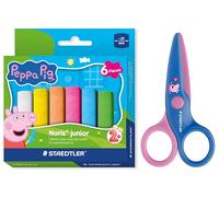 STAEDTLER Noris Junior Peppa Pig Set of 6 Street Crayons Set and Children's Scissors with Rounded Tips for First Craft Exercises