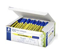 STAEDTLER Noris writing pen 307 Fineliner, housing made of 97% recycled plastic according to ISO 14021, fineliner in school box, blue, 100 ST, 307-3 C100