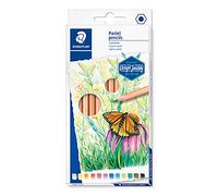 Staedtler Pastel Pen 146, Classic Hexagonal Format, Fine Colour Gradients with Fine Powdery Lead, for Flat and Detailed Painting, 12 Colours in Cardboard Case, 146P C12