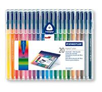 Staedtler Triplus Fibre Tip Pens Pack of 20, Assorted