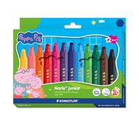 STAEDTLER Peppa Pig x Noris Junior Jumbo Felt-Tip Pens for Large-Area Colouring - 12 Assorted Colours - for Kids Aged 2+ Years - Pack of 12, 329 C12 L1