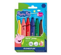 STAEDTLER Peppa Pig x Noris Junior Jumbo Felt-Tip Pens for Large-Area Colouring - 6 Assorted Colours - for Kids Aged 2+ Years - Pack of 6, 329 C6 L1