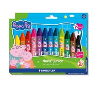STAEDTLER Peppa Pig x Noris Junior Jumbo Wax Crayons for Large-Area Colouring - 12 Assorted Colours - for Kids Aged 2+ Years - Pack of 12, 224 C12 L1