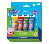 STAEDTLER Peppa Pig x Noris Junior Quick-Drying Finger Paints - 4 Assorted Colours - for Kids Aged 2+ Years - Pack of 4, 8814 L1