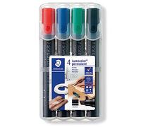 STAEDTLER Permanent Marker Pens - Lumocolor - Chisel Tip - 2-5mm Line Width - Pack of 4, 350 WP4