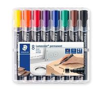 STAEDTLER Permanent Marker Pens - Lumocolor - Chisel Tip - 2-5mm Line Width - Pack of 8, 350 WP8