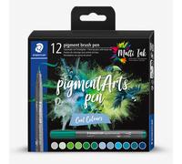 Staedtler : Pigment Arts : Brush Pen : 12 Assorted Colours : Cool Colours