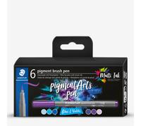 Staedtler : Pigment Arts : Brush Pen : 6 Assorted Colours - Blues & Violets