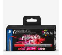 Staedtler : Pigment Arts : Brush Pen : 6 Assorted Colours - Reds & Pinks