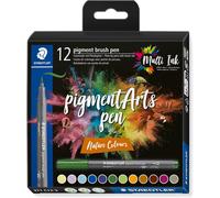 STAEDTLER 371 C12-3 Pigment Arts Brush Pen - Assorted Nature Colours (Pack of 12)