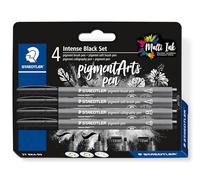 STAEDTLER Pigment Brush Pen 37 - Set of 4, Intense Black | Multi Ink, variable line width - Calligraphy & Lettering - Item No. 37 BK4-99
