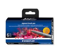 STAEDTLER 371 C6-1 Pigment Arts Brush Pen - Assorted Red & Pink Colours (Pack of 6)