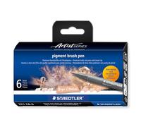 STAEDTLER Pigment Brush Pen 371 - Set of 6, Beige & Neutrals | Brush tip, waterproof Multi Ink ink, lightfast - lettering - Item No. 371 C6-6