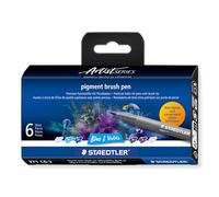 STAEDTLER 371 C6-2 Pigment Arts Brush Pen - Assorted Blue & Violets Colours (Pack of 6)