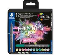 STAEDTLER 371 C12-2 Pigment Arts Brush Pen - Assorted Pastel Colours (Pack of 12)