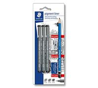 Staedtler : Pigment Liner : Blistercard Of 3 Black With Free Eraser, Sharpener & Pencil