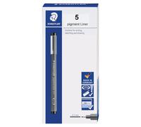 STAEDTLER Pigment Liner Fineliner Pen for Drawing Drafting Journaling 0.7mm Black Box of 5 Pens 308 07-9 04