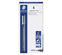 STAEDTLER Pigment Liner, Fineliner Pen for Drawing, Drafting, Journaling, 1.2mm, Black, Box of 5 Pens, 308 12-9M
