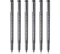 Staedtler Pigment Liner Fineliners Drawing Pens 0.05mm to 0.8mm Pack of 6