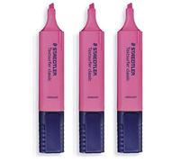 Staedtler Pink Highlighter Pens Textsurfer Classic Ultra Soft 1-5mm Chisel Tip Fast Dry Refillable Ink Jet Safe 364-23 (Pack Of 3)