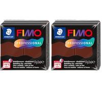 STAEDTLER Polymer Modelling Clay - FIMO Professional - Oven Bake Clay - Chocolate, 57g - 1 Block, 8040-77 (Pack of 2)