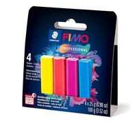 STAEDTLER Polymer Modelling Clay - FIMO Professional - Oven Bake Clay - Starter Set - 4 Assorted Basic Colours, 8043-S1