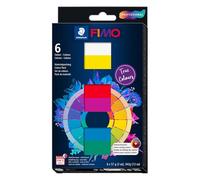 STAEDTLER Polymer Modelling Clay - FIMO Professional - Oven Bake Clay - True Colours Pack of 6 x 57g Blocks - 6 Assorted Colours, 8043 C6-1