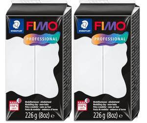 STAEDTLER Polymer Modelling Clay - FIMO Professional - Oven Bake Clay - White, 226g - 1 Block, 8042-0 (Pack of 2)