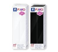 STAEDTLER Polymer Modelling Oven-Bake Clay Bundle - FIMO Soft - Set of 1 x Black & 1 x White 454g Blocks, 8021-S X