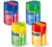 Staedtler Round tub single sharpener 511 006 BK assorted colours pack of 4