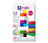 STAEDTLER 8023 C12-1 FIMO Soft Oven Hardening Polymer Modelling Clay - Basic Assorted Colours (Pack of 12 x 25g Blocks)
