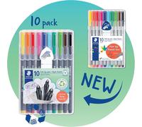 Staedtler ST 334 SB10 Triplus Fineliner Assort Pen (Pack of 10)
