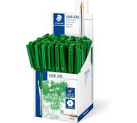 Staedtler Stick 430 Ballpoint Pens-Medium Tip,Red Green Black, Packs of 10 or 50