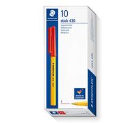 STAEDTLER Stick 430 F-2 Ballpoint Pen Fine Tip - Red (Box of 10)