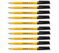 STAEDTLER Stick 430 Fine Ballpoint Pen 0.3mm Black Regular Ink Flow (Pack of 10)