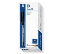 Staedtler Stick 430 M-9 Ballpoint Pen Medium - Black (Box Of 10)