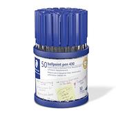 Staedtler Ballpoint Pen Stick 430 M3CP50 – Medium Tip – Blue, Box of 50