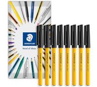 STAEDTLER stick 430F Ballpoint Pen - 0.3mm Fine Point - Pack of 8 in Envelope Packaging (Black)