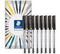 STAEDTLER stick 430M Ballpoint Pen - 0.5mm Medium Point - Pack of 8 in Envelope Packaging (Black)