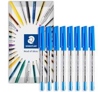 STAEDTLER stick 430M Ballpoint Pen - 0.5mm Medium Point - Pack of 8 in Envelope Packaging (Blue)