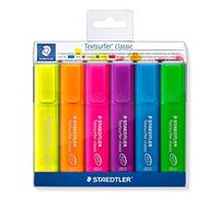 Staedtler Textsurfer 364 P WP6 Textsurfer Highlighters Classic Rainbow Colours Pack of 6 Assorted Colours Highlighters in Soft Plastic Case