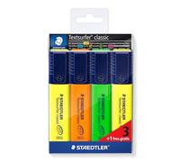 STAEDTLER Textsurfer Classic 364 Highlighters - 4 Pack, Pastel | Chisel tip 1-5 mm, soft pastel shades, INK·JET SAFE - refillable - Art.-Nr. 364-S WP4P