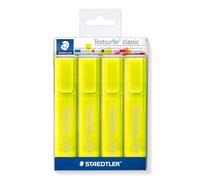 Staedtler Highlighter Pens Textsurfer Classic 364-1P WP4 - Large Ink Reservoir - Set of 4 Yellow