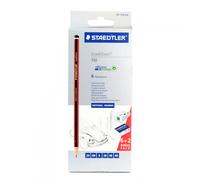 Staedtler Graphite Pencil 61 110 C6 Tradition – Assorted Degrees, 6 pencils + Sharpener & Eraser