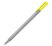 Staedtler Triplus 334-10 Fineliner Triangular Shaft in Cardboard Case, Metal Encased Tip, Approx-0.3 mm (0.11 inches) Set of 10, Light Yellow