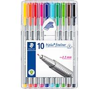 Staedtler Triplus 334 Fineliner Pen Fine 0.3 mm Assorted Pack of 10