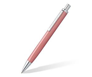STAEDTLER Triplus 444 M20-3 Retractable Ballpoint Pen 444 M, Colour Radiant Rose, Premium Quality Metal Casing in Ergonomic Triangular Shape, Large Refill M, Ink Colour Blue, 444 M20-3