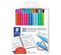 STAEDTLER Triplus Broadliner Pen, Triangular Barrel, 0.8mm Line, Assorted Colors, 30 Pack, 1 count (Pack of 30), (338 C30)