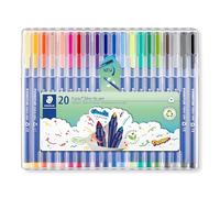 STAEDTLER triplus color 323 Fibre-Tip Pens - 20 Colours, Triangular | Ergonomic barrel, 1.0 mm tip, DRY SAFE ink - washable for kids - Art.-Nr. 323 SB20