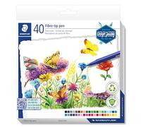 STAEDTLER triplus color 323 Fibre-Tip Pens - 40 Colours, 1.0 mm | Triangular ergonomic barrel, recycled plastic - for kids, washable - Art.-Nr. 323 C40-C